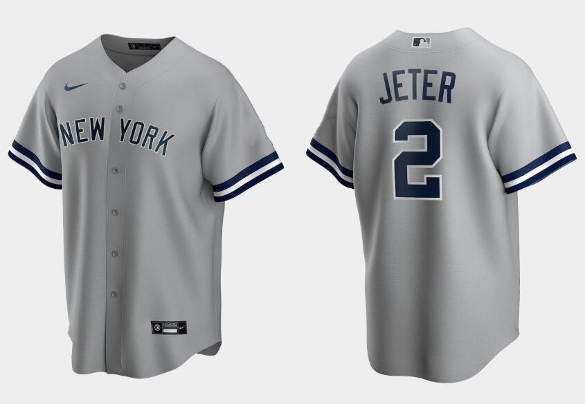 Youth New York Yankees #2 Derek Jeter Grey Stitched Baseball Jersey